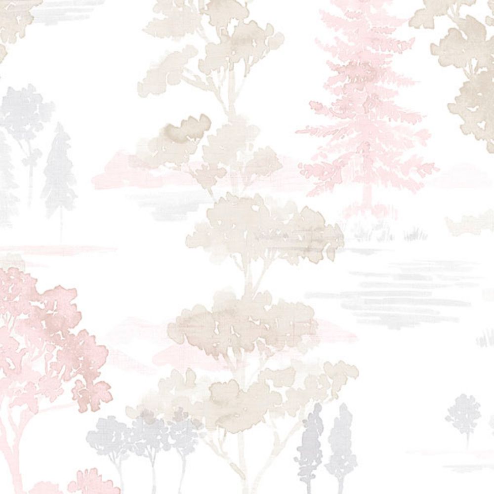 Patton Wallcoverings FW36830 Fresh Watercolors Forest Wallpaper in Pink, Beige & Lavender